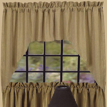 Black Nutmeg York Ticking Swag Lined SW880011 - The Fox Decor